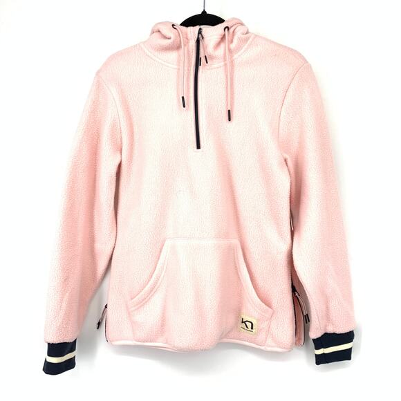 Kari Traa Rothe Hoodie Sweatshirt Womens Size Small Pearl Pink Black Cuffs - Picture 1 of 10